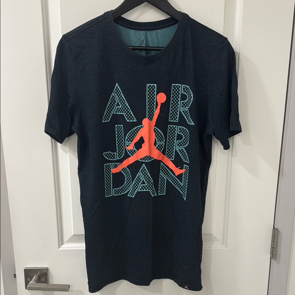Air Jordan Graphic Tee in Dark Green and Orangish Pink